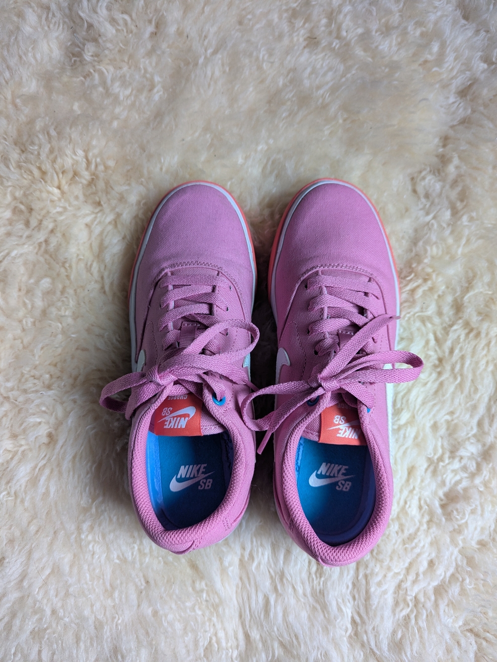 Nike Women's Pink Canvas Skate Sneakers with Blue Insoles